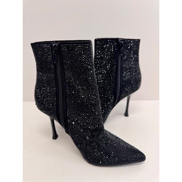 INC Boots Size 5 Black Womens Dressy High Heel Pointed Toe Rhinestones NEW - Picture 5 of 10